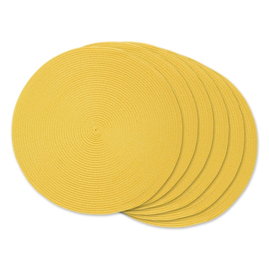 DII® Round Plastic Woven Placemats, 6ct. in Yellow | 15" | Michaels®